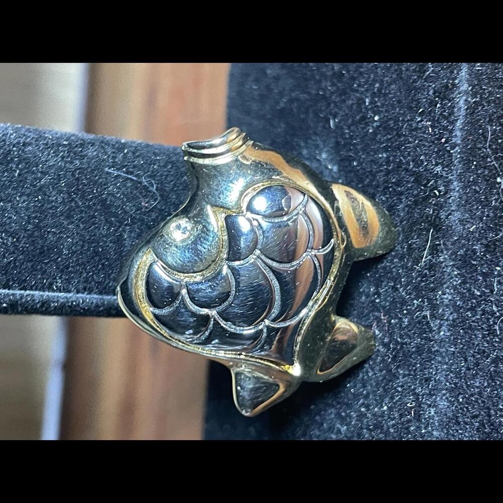Brooch Fish Pin 2.5” Liz Claiborne signed Gold & Silver Tone